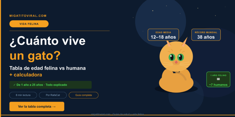 Cuánto vive un gato: tabla de edad felina vs humana con calculadora