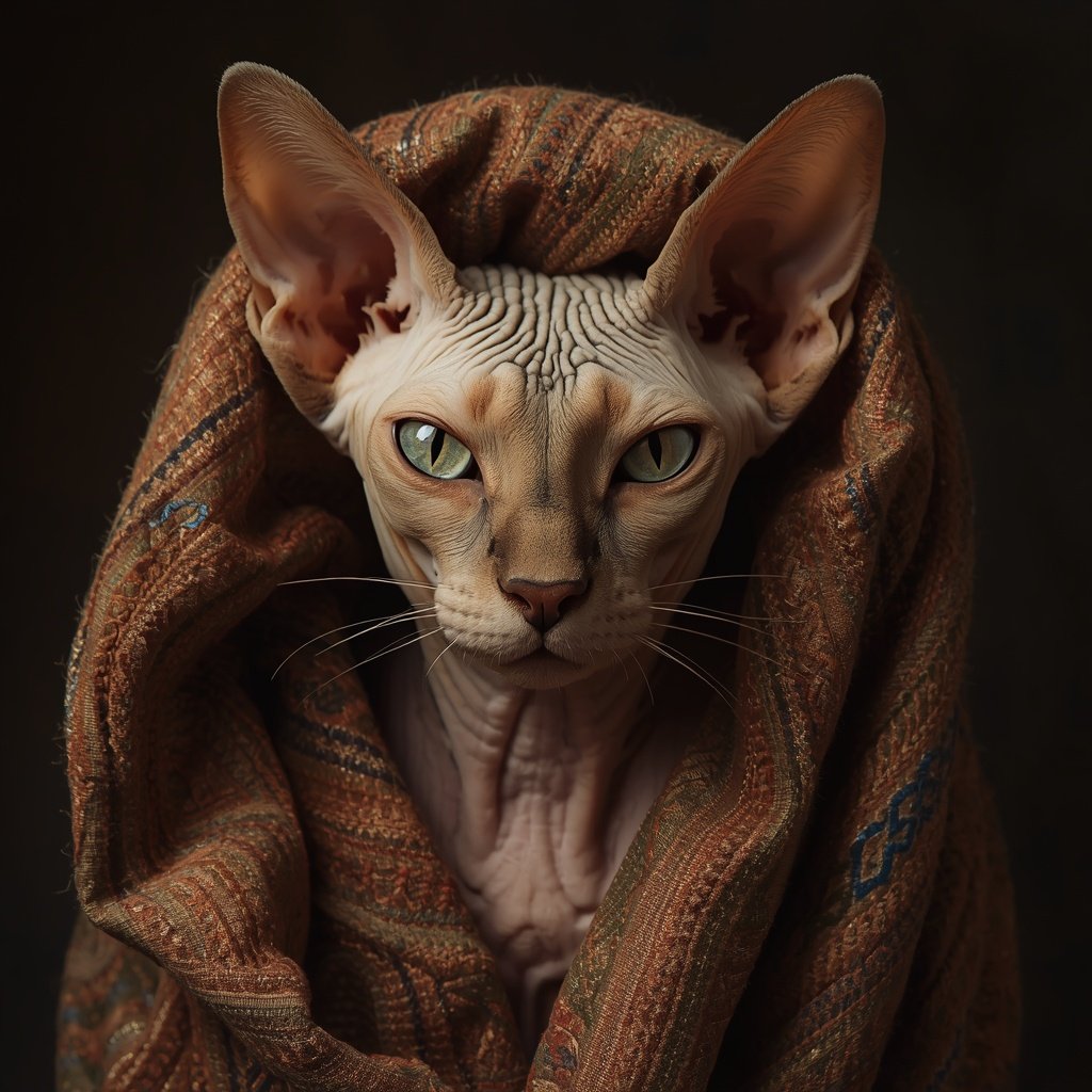 Sphynx, una de las razas de gatos más cariñosas de piel arrugada y gran expresividad