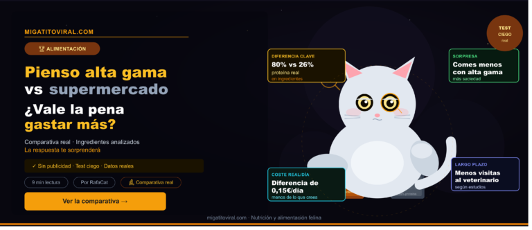 Pienso de alta gama vs supermercado comparativa visual