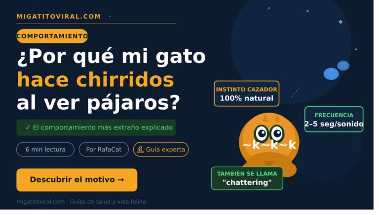 Por qué mi gato hace chirridos cuando ve pájaros — comportamiento explicado