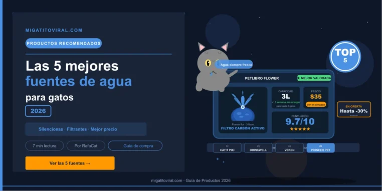 Las 5 mejores fuentes de agua para gatos de 2026