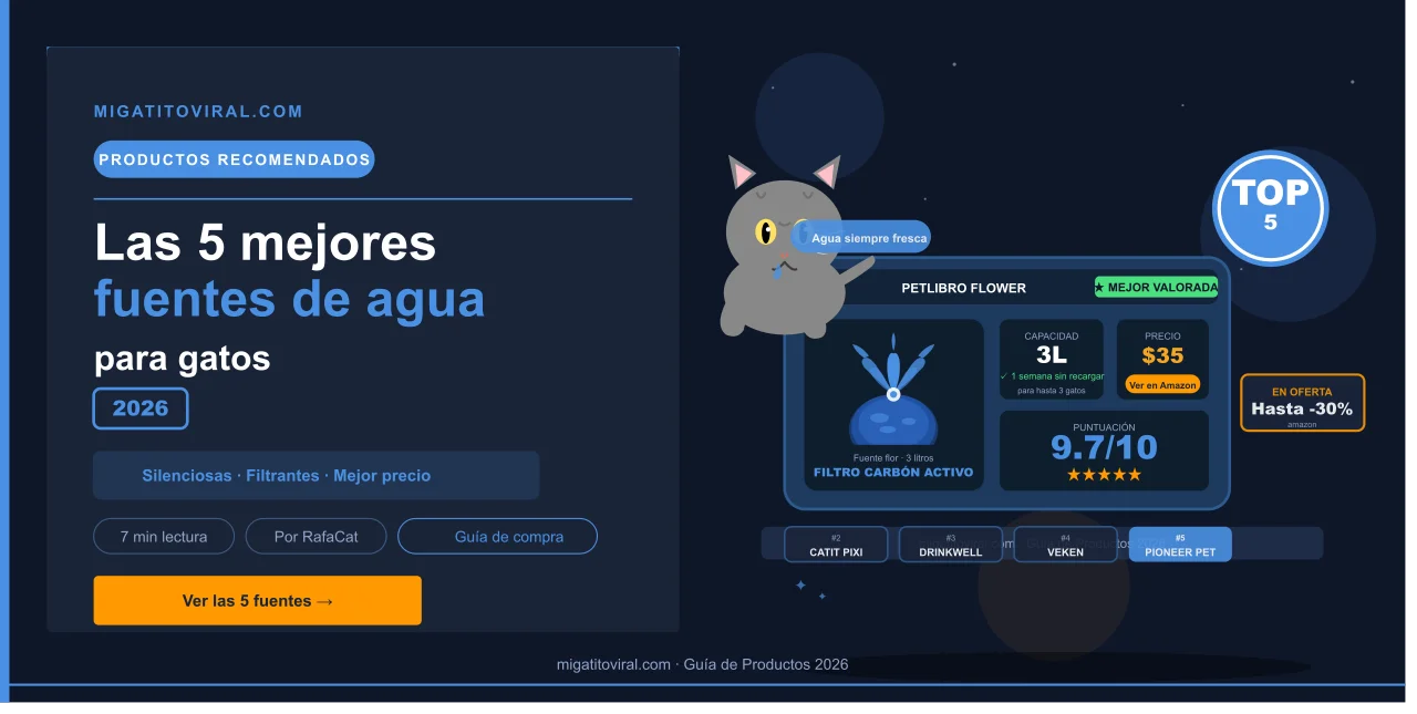 Las 5 mejores fuentes de agua para gatos de 2026